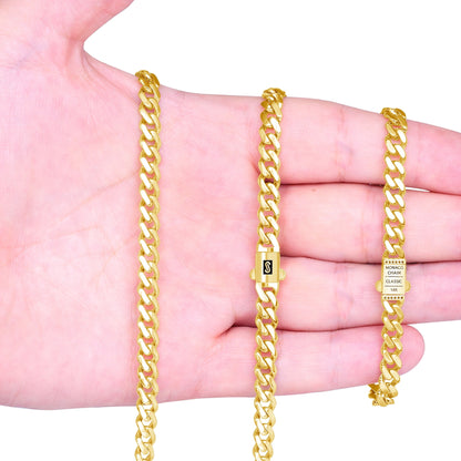 14K Real Yellow Gold Royal Monaco Miami Cuban Link Bracelet 7"-9" (5Mm-17Mm) Italian Jewelry for Men & Women
