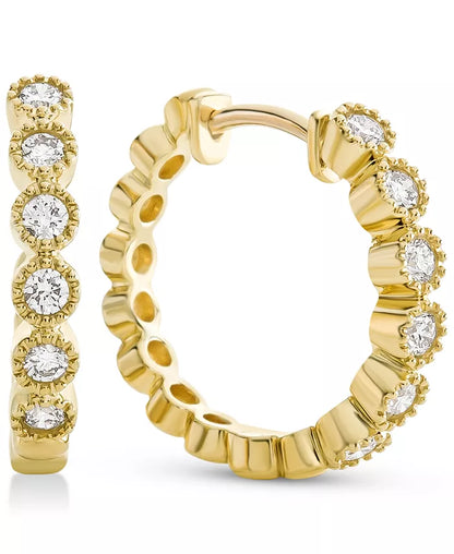 Diamond Milgrain Bezel Hoop Earrings (1/4 Ct. T.W.) in 14K Gold
