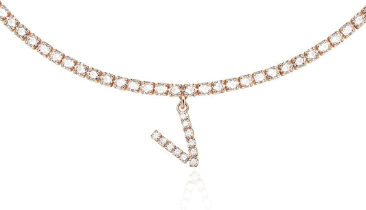 Letter Necklace 14K Gold Plated Tennis Chain Initial Choker Bling Iced CZ Diamond Necklace for Women