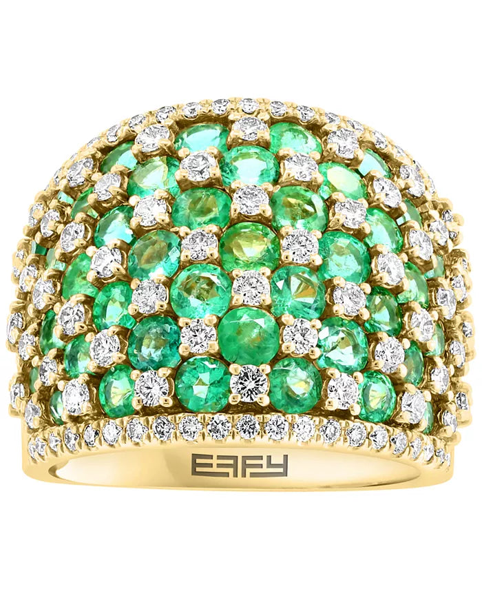 EFFYÂ® Emerald (3-3/4 Ct. T.W.) & Diamond (1-1/5 Ct. T.W.) Statement Ring in 14K Gold