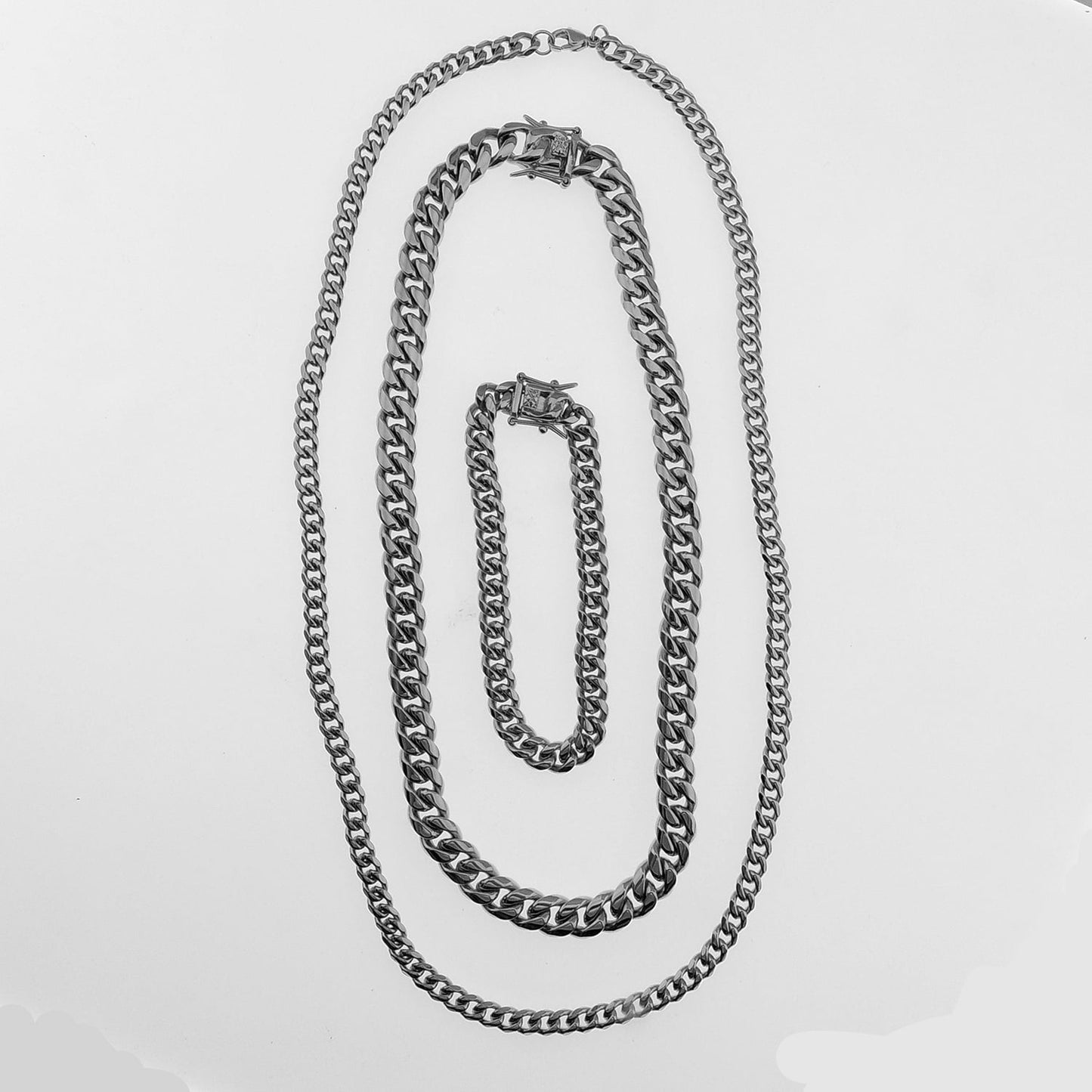 Cuban Link Chain Necklace Gold Stainless Steel Hip Hop Men Women