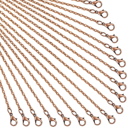 24 Pack Antique Red Copper Cable Chain Necklace Twisted Link Chain for Jewelry Making(18 Inch)