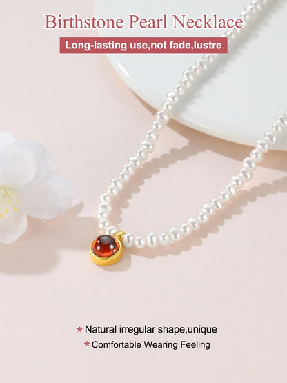 Pearl Necklaces for Women Small Dainty Freshwater Cultured Baroque Pearl Strand Faux Pearl Choker Necklace with July Birthstone