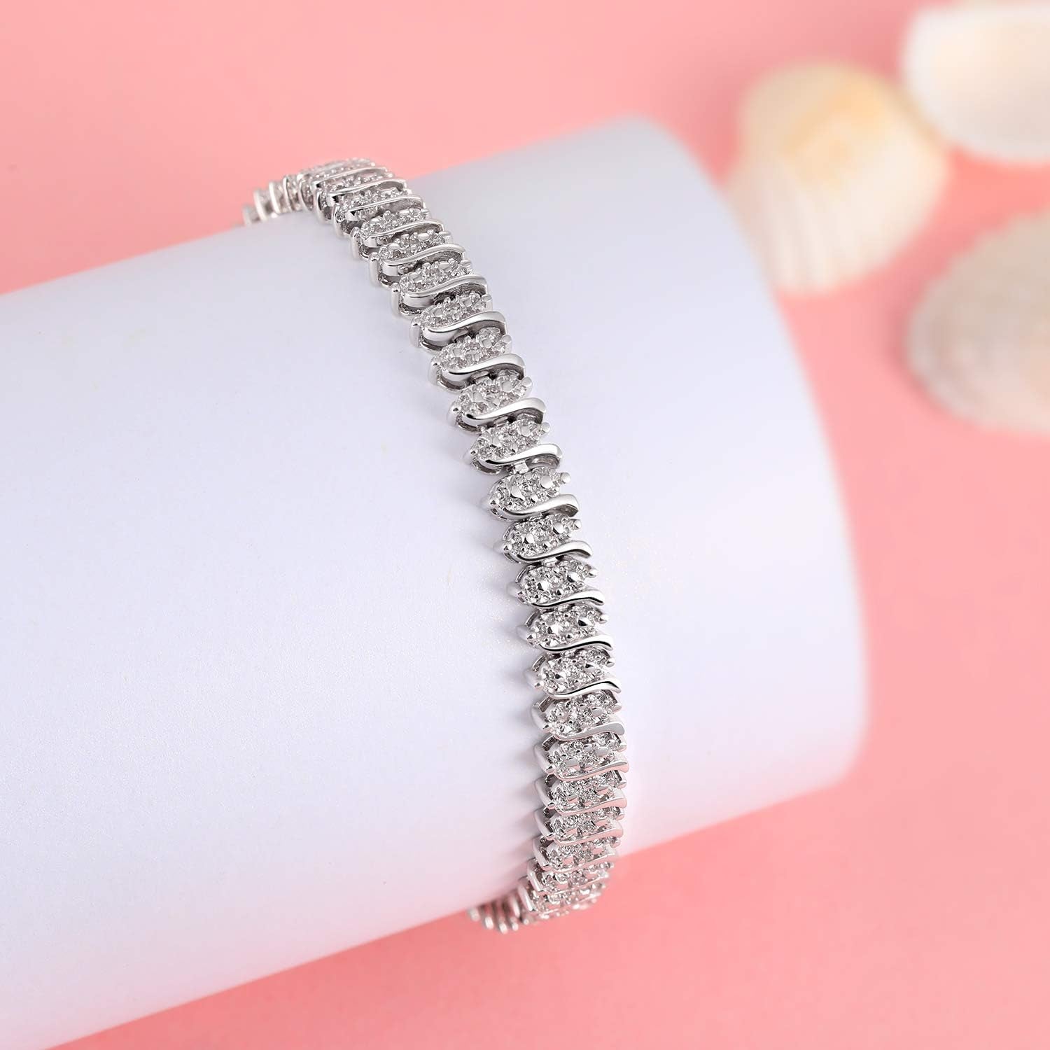 White Gold Gold Plated Tennis Italian Link Curb Chain Bracelet Classic Bracelets for Men Women Size 6.5-8 Inches