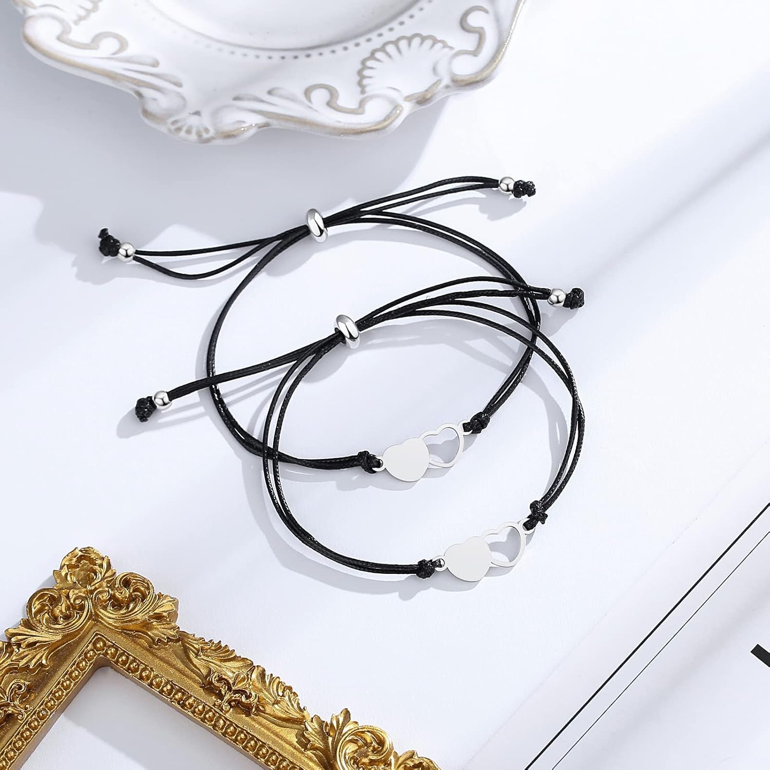 Mother Daughter Bracelets Set for 2, 3, 4, 5, 6, Heart Wish Matching Bracelets for Mom and Daughter, Birthday Christmas Gifts for Mom from Daughter