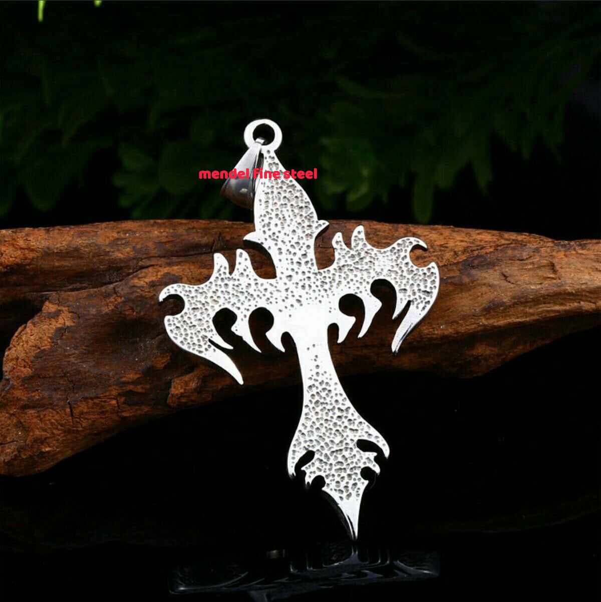 MENDEL Cool Boys Mens Stainless Steel Cross Pendant Necklace for Men Women Chain