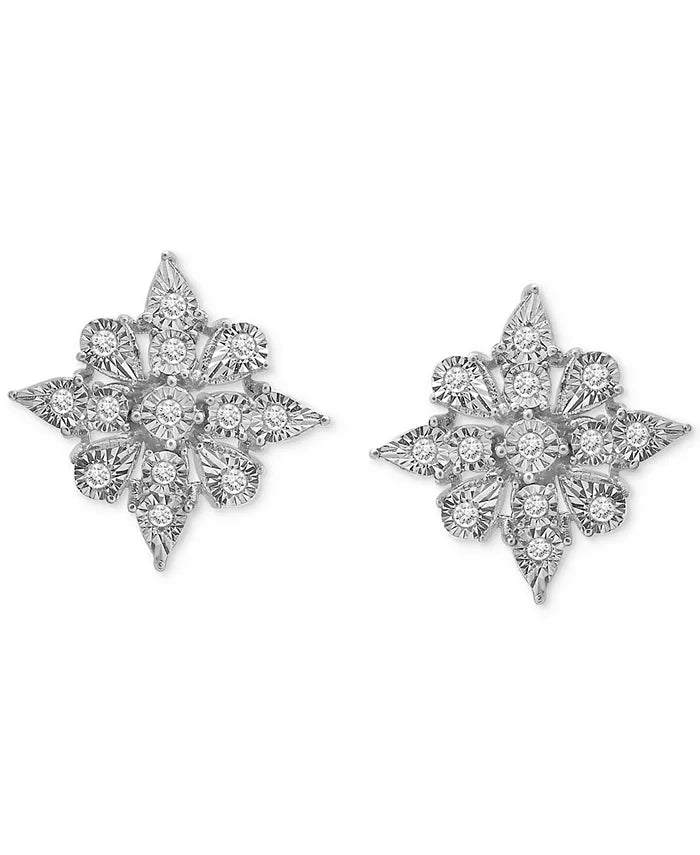 Diamond Cluster Stud Earrings (1/10 Ct. T.W.) in Sterling Silver, Created for