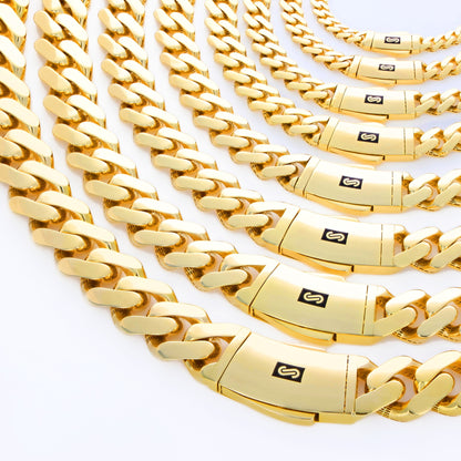 14K Real Yellow Gold Royal Monaco Miami Cuban Link Bracelet 7"-9" (5Mm-17Mm) Italian Jewelry for Men & Women