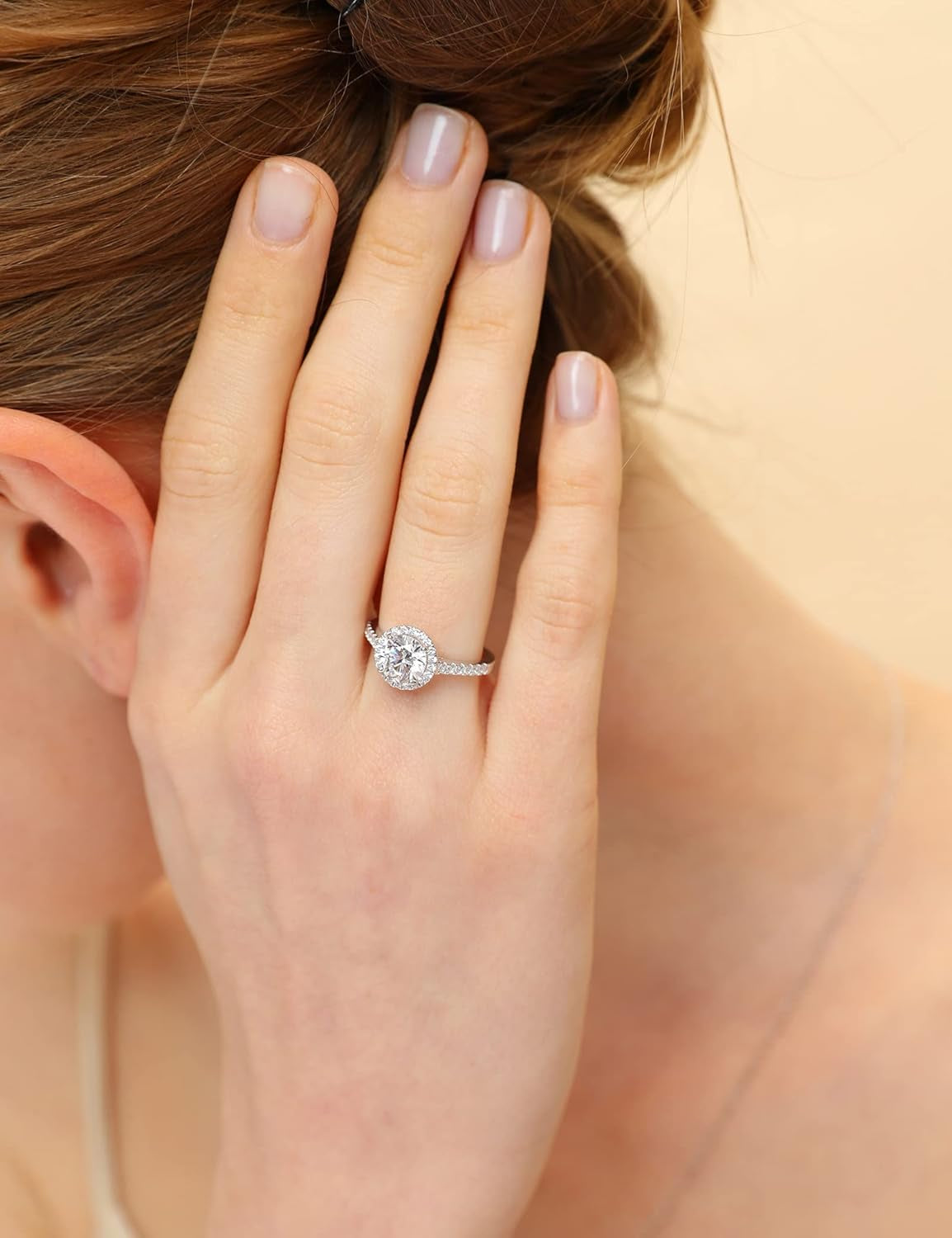 1.25CT 925 Sterling Silver Rings round Halo CZ Engagement for Women Cubic Zirconia Wedding Bands Promise Rings for Her