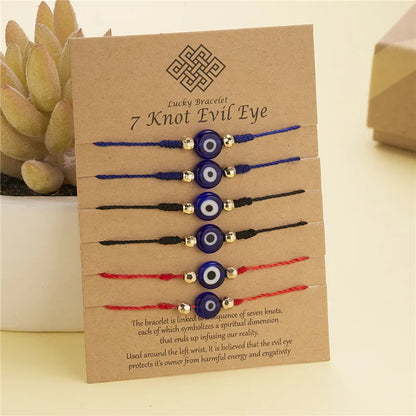 6Pcs/Set Handmade Turkish Lucky Evil Eye Bracelets for Women Men Blue Eyes Braided Red Rope Lucky Bracelet Friendship Jewelry