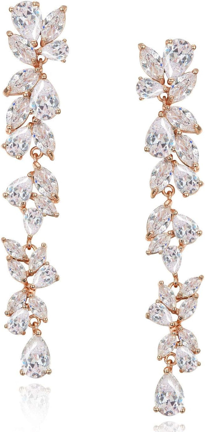 Cubic Zirconia Bridal Earrings for Women Brides, Crystal Chandelier Wedding Drop Earrings for Prom or Pageant