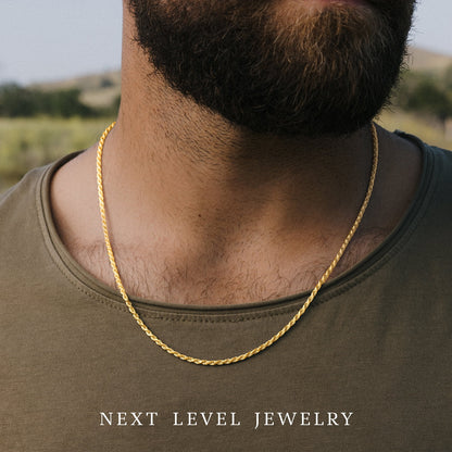 Solid 14K Gold Vermeil Sterling Silver Rope Diamond-Cut Necklace Chains 1.5MM - 5.5MM, Gold Chain for Men & Women, Made in Italy,