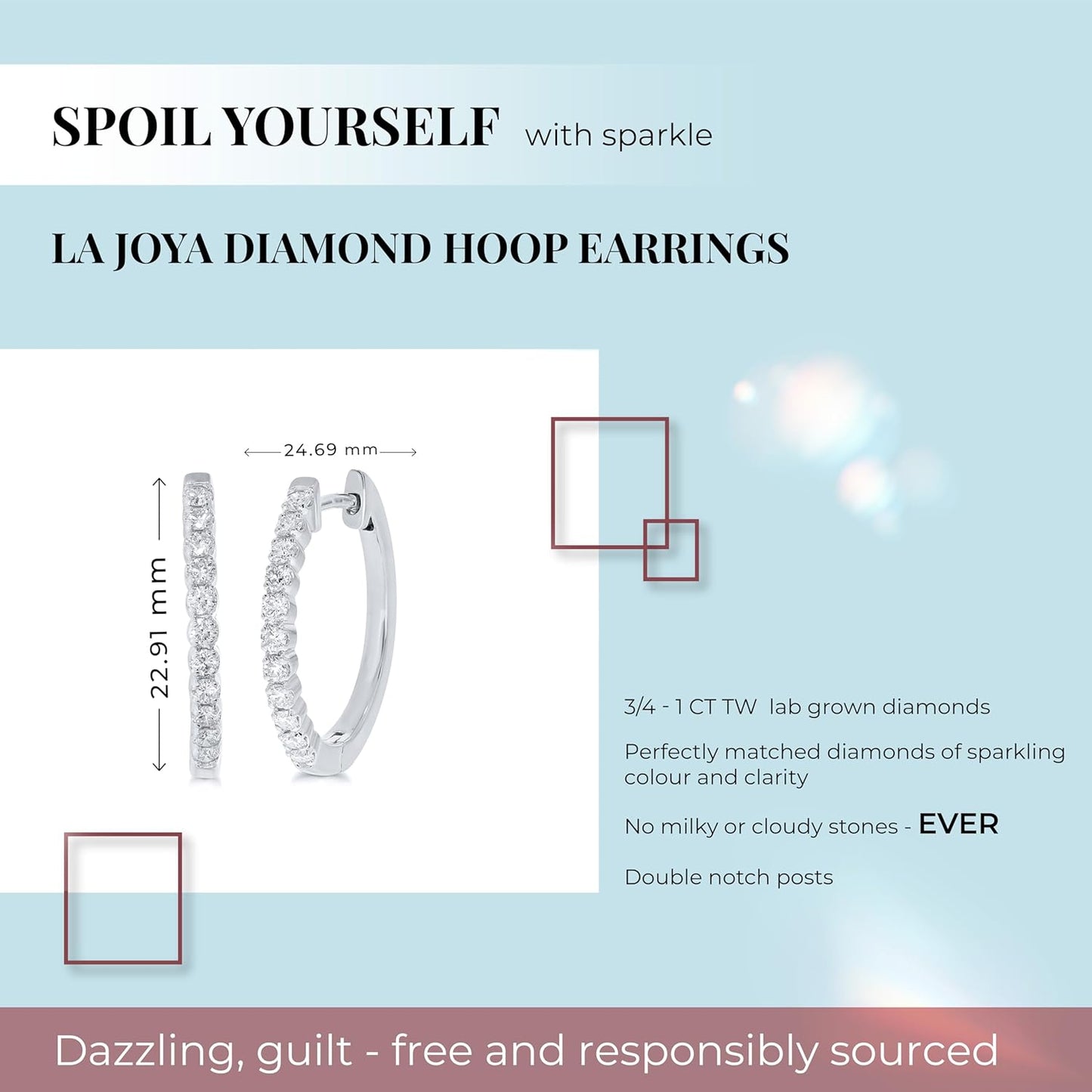 Dangling Lab Grown Diamond Hoop Earrings for Women| 3/4-2 CT. TW. GH Color VS SI Clarity | White or Yellow Gold Plated 925 Sterling Silver Diamond Earring Set
