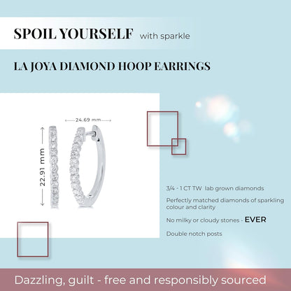 Dangling Lab Grown Diamond Hoop Earrings for Women| 3/4-2 CT. TW. GH Color VS SI Clarity | White or Yellow Gold Plated 925 Sterling Silver Diamond Earring Set