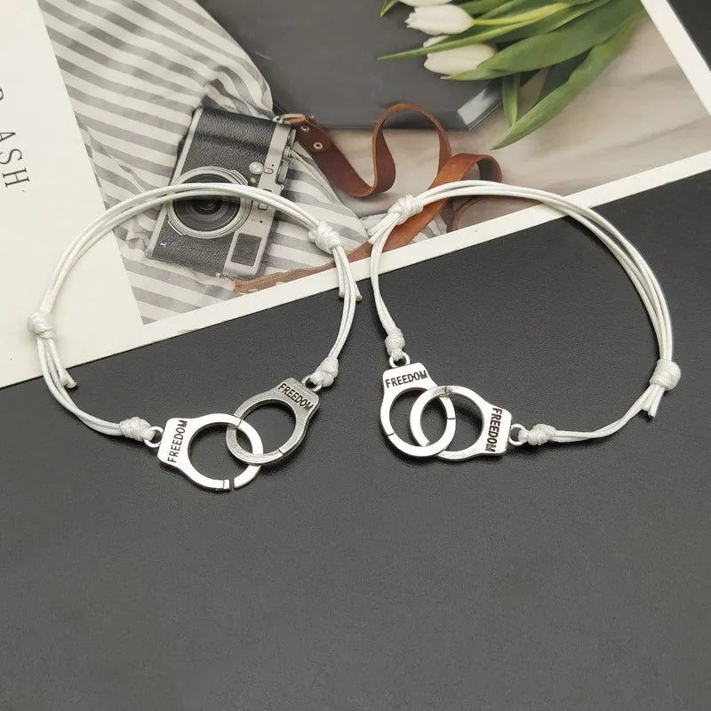 2 Pcs Handcuff Bracelet Set BBF Adjustable Rope Bracelet for Women Men Friendship Couple Bracelets Matching Bracelets