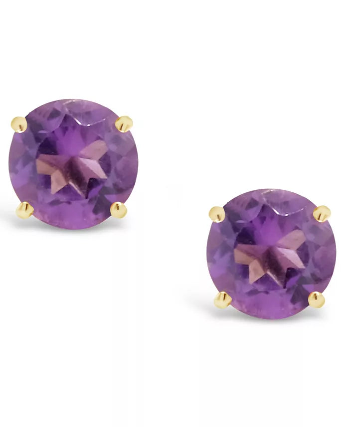 Amethyst (7/8 Ct. T.W.) Stud Earrings in 14K Yellow Gold
