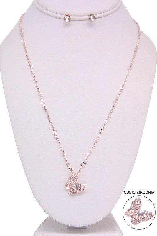 Butterfly Pendant Necklace Set