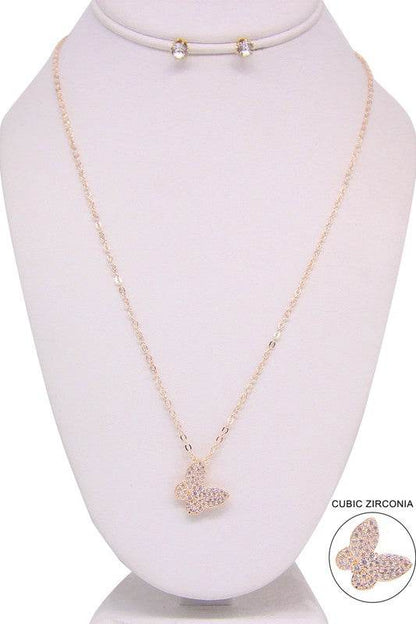 Butterfly Pendant Necklace Set