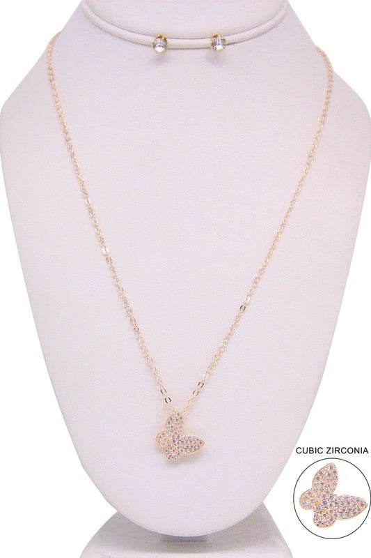 Butterfly Pendant Necklace Set