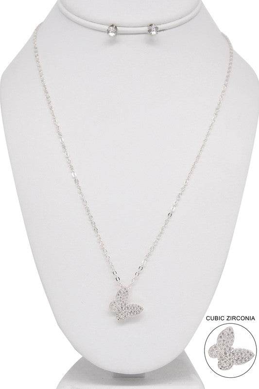 Butterfly Pendant Necklace Set