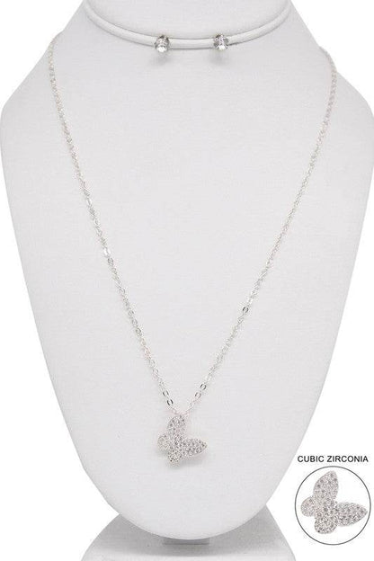 Butterfly Pendant Necklace Set