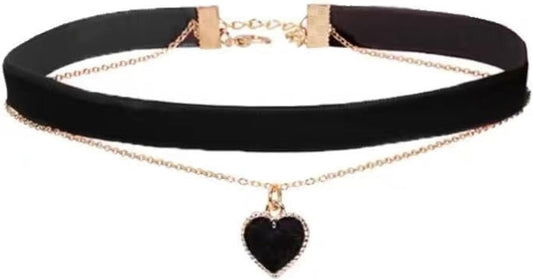 Heart Necklace Adjustable Red Choker Classic Collar Necklaces for Women and Girls Velvet Chocker Necklace
