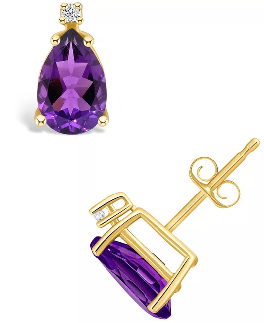 Amethyst (1-7/8 Ct. T.W.) and Diamond Accent Stud Earrings in 14K Yellow Gold or 14K White Gold