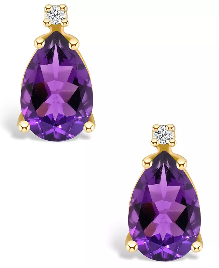 Amethyst (1-7/8 Ct. T.W.) and Diamond Accent Stud Earrings in 14K Yellow Gold or 14K White Gold