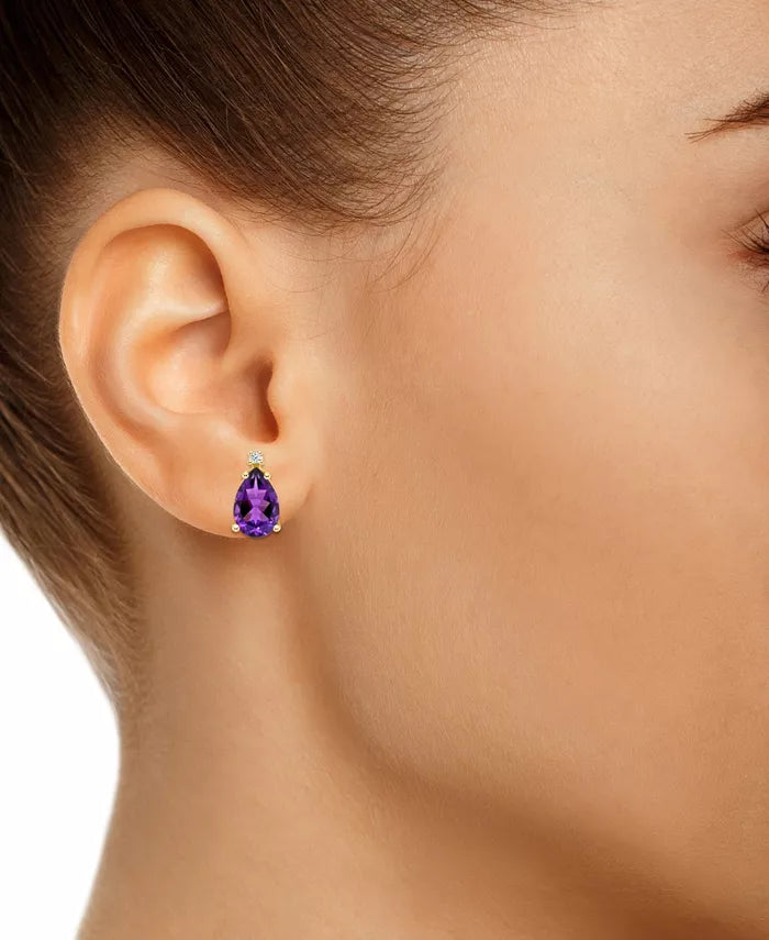 Amethyst (1-7/8 Ct. T.W.) and Diamond Accent Stud Earrings in 14K Yellow Gold or 14K White Gold