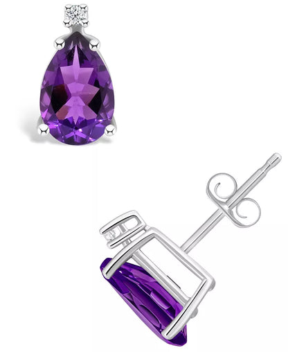 Amethyst (1-7/8 Ct. T.W.) and Diamond Accent Stud Earrings in 14K Yellow Gold or 14K White Gold