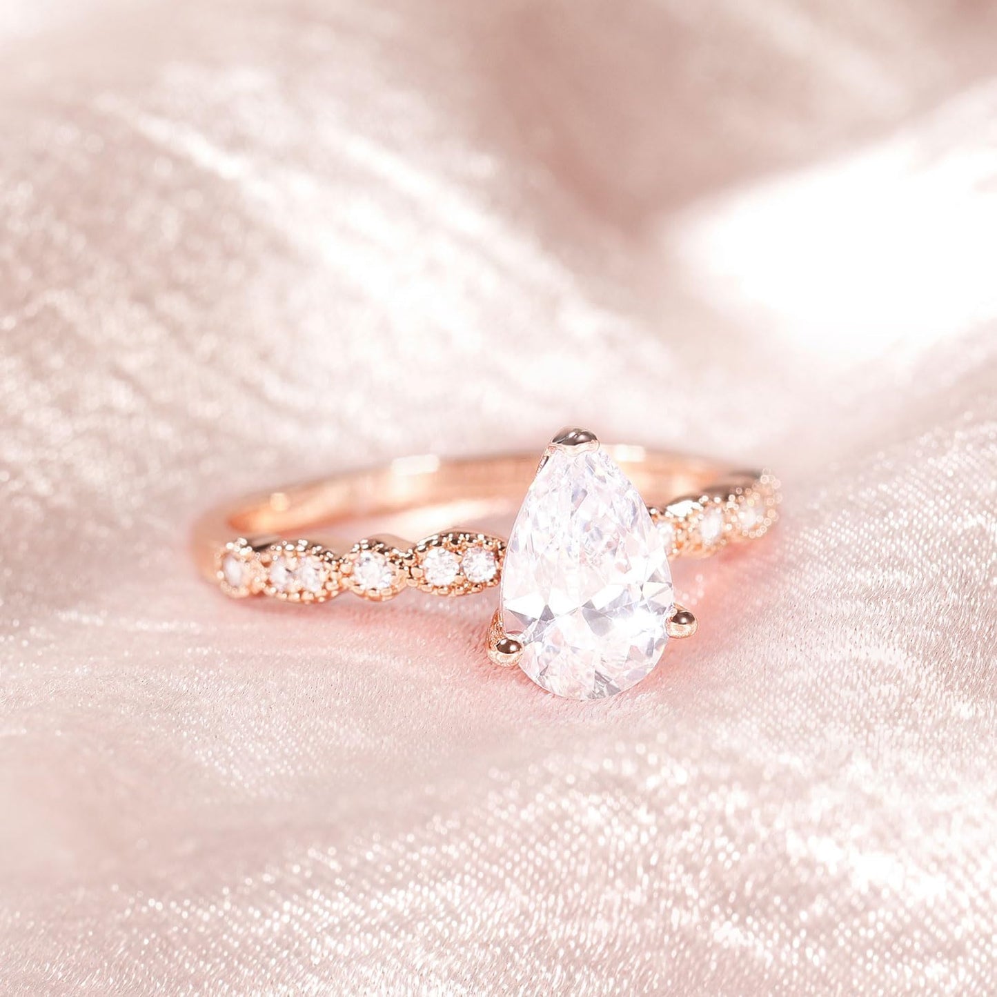 1.5CT Teardrop Engagement Rings for Women Marquise Pear Shaped Cubic Zirconia Promise Rings for Her Size 4-12
