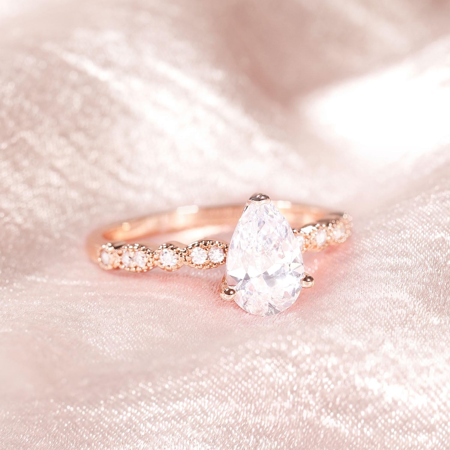 1.5CT Teardrop Engagement Rings for Women Marquise Pear Shaped Cubic Zirconia Promise Rings for Her Size 4-12