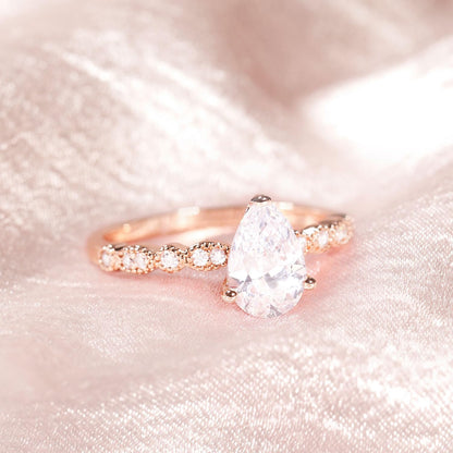 1.5CT Teardrop Engagement Rings for Women Marquise Pear Shaped Cubic Zirconia Promise Rings for Her Size 4-12