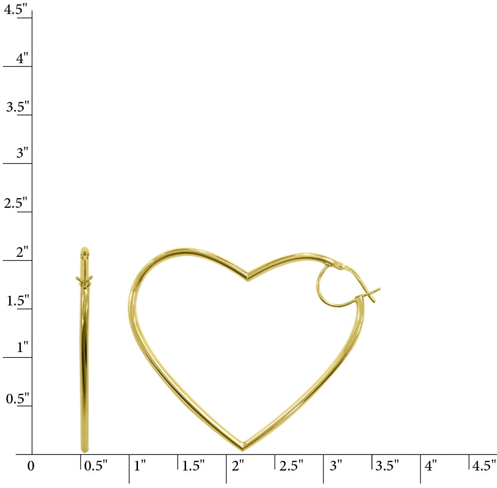Women'S 14K Gold Plated Sterling Silver High Polished Heart Adults Earrings