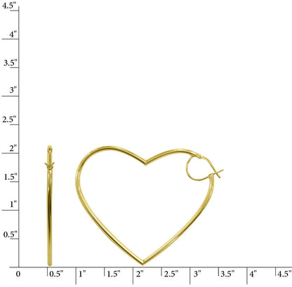 Women'S 14K Gold Plated Sterling Silver High Polished Heart Adults Earrings