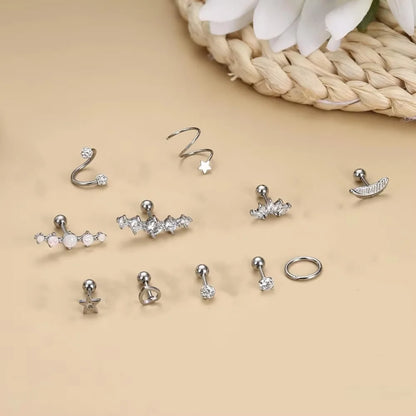 1Pc Cartilage Stainless Steel Piercing Jewelry 16G Earring Stud for Women Men Stylish Piercing Jewelry
