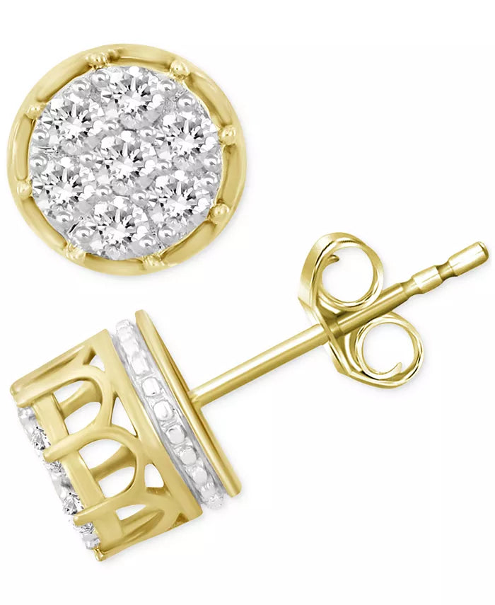 Men'S Diamond Cluster Stud Earrings (1/6 Ct. T.W.) in 10K Gold