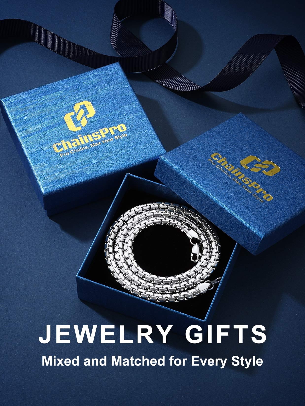 Stainless Steel Flat Box Chain Male Necklace 20Inch 6Mm Hip Hop Jewelry