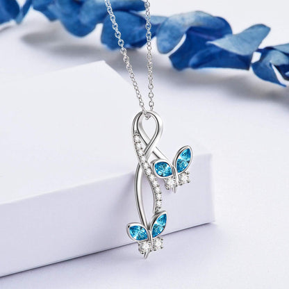 Sterling Silver Infinity Butterfly Necklace Embellished with Crystals from Austria, Anniversary Birthday Butterfly Gifts for Butterfly Lovers, Fine Butterfly Jewelry Gifts for Women