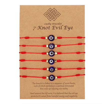6Pcs/Set Handmade Turkish Lucky Evil Eye Bracelets for Women Men Blue Eyes Braided Red Rope Lucky Bracelet Friendship Jewelry