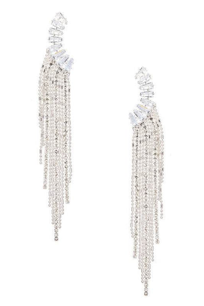 CZ Fringe Chain Drop Chandelier Earrings