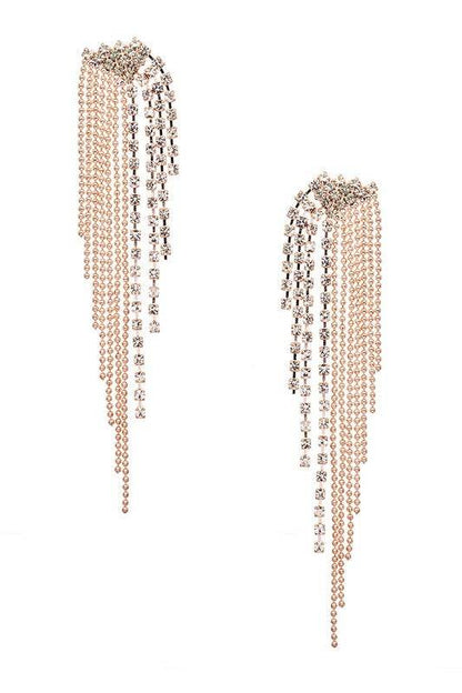 Rhinestone Fringe Chain Drop Earrings