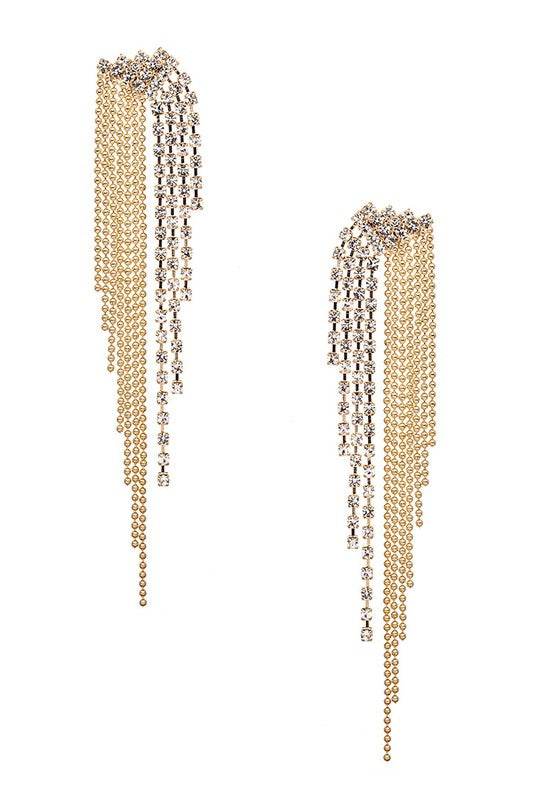 Rhinestone Fringe Chain Drop Earrings