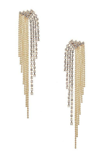 Rhinestone Fringe Chain Drop Earrings