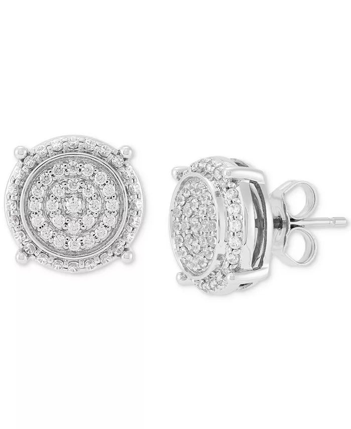 Men'S Lab Grown Diamond Cluster Stud Earrings (1/2 Ct. T.W.) in 10K White Gold