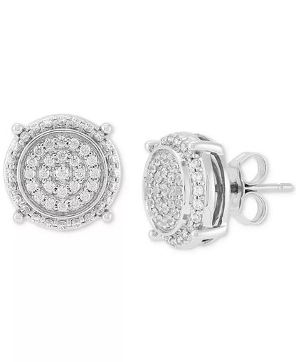 Men'S Lab Grown Diamond Cluster Stud Earrings (1/2 Ct. T.W.) in 10K White Gold