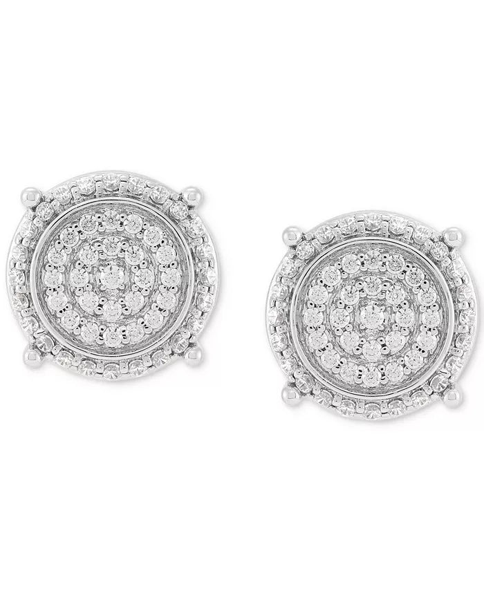 Men'S Lab Grown Diamond Cluster Stud Earrings (1/2 Ct. T.W.) in 10K White Gold