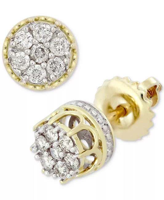 Men'S Diamond Cluster Stud Earrings (1/6 Ct. T.W.) in 10K Gold