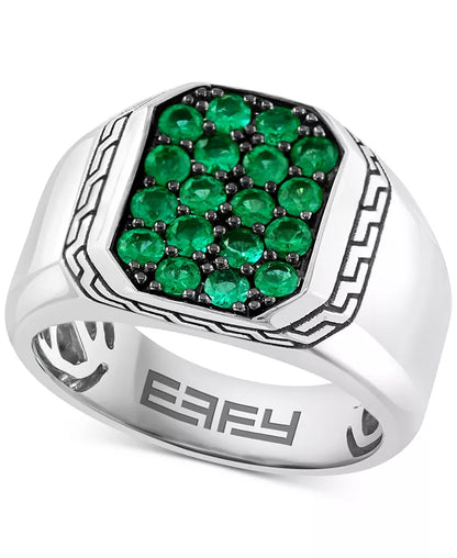 EFFYÂ® Men'S Emerald (3/4 Ct. T.W.) Cluster Ring in Sterling Silver