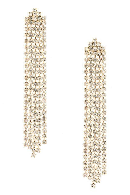 Fringe Rhinestone Chain Drop Earrings